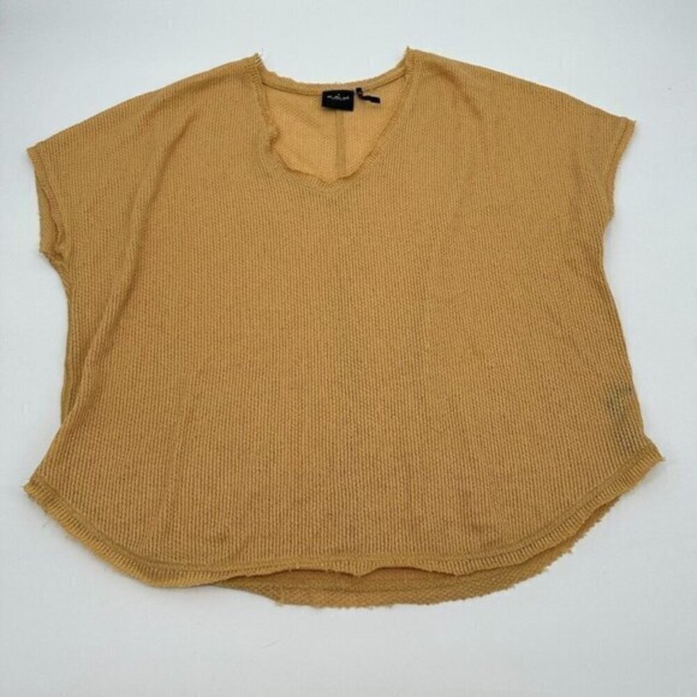 Out From Under Urban Outfitters Womens Shirt Small Gold Short Sleeves V Neck